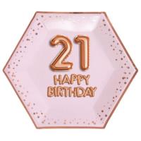 Glitz & Glamour Pink & Rose Gold Plate - Large - Age 21