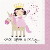 Pink Princess And Unicorn Luncheon Napkin