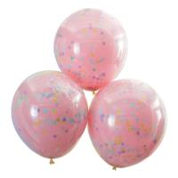 PINK AND PASTEL RAINBOW CONFETTI BALLOONS