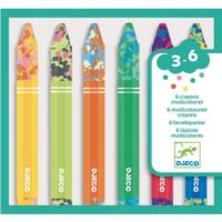 6 Multicoloured Flower Crayons