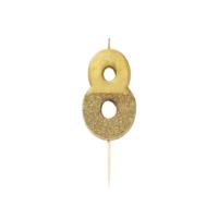Gold Glitter Number Candle 8