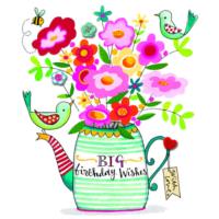 Big Birthday Wishes Teapot of Flowers