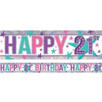 Happy 21st Birthday Pink  Banner