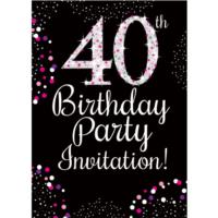 40th Birthday Pink Invitation Cards