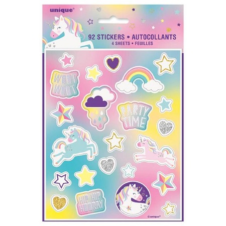 4 Unicorn Party Sticker Sheet