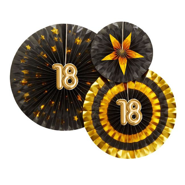 Glitz & Glamour Pinwheels - Black & Gold - 18th Birthday