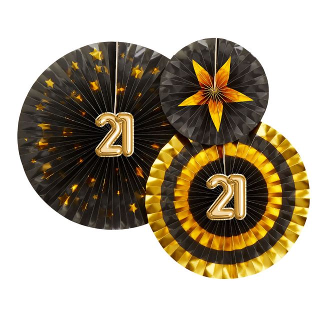 Glitz & Glamour Pinwheels - Black & Gold - 21st Birthday