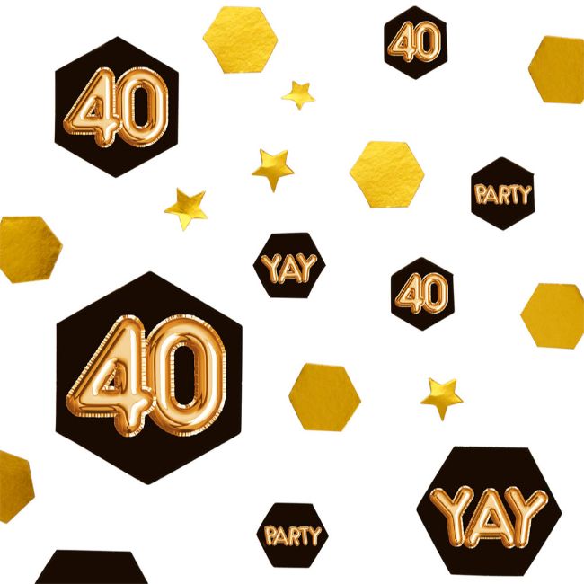 Glitz & Glamour Black & Gold Confetti Scatter - Age 40
