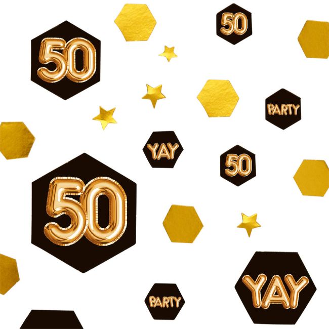 Glitz & Glamour Black & Gold Confetti Scatter - Age 50