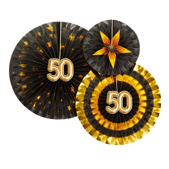 Glitz & Glamour Pinwheels - Black & Gold - 50th Birthday