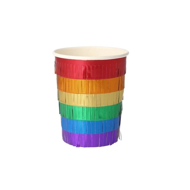 Rainbow Fringe Party Cups