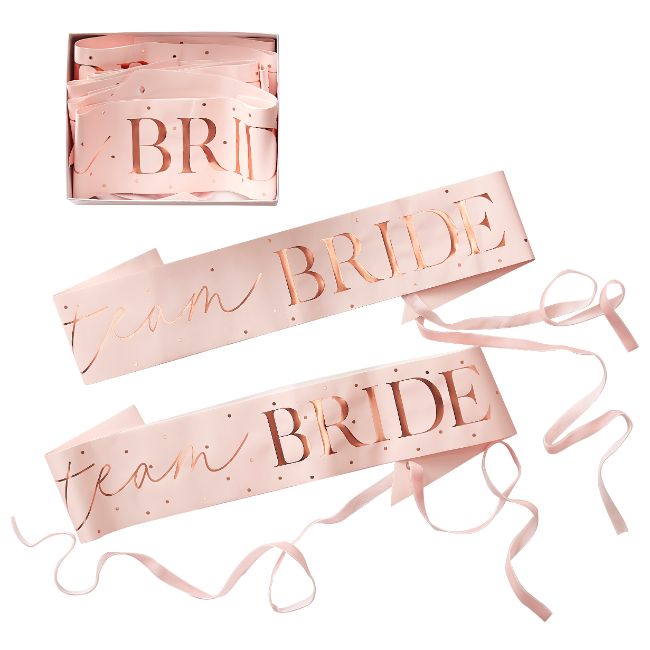 Pink and Rose Gold 'Team Bride' Sash