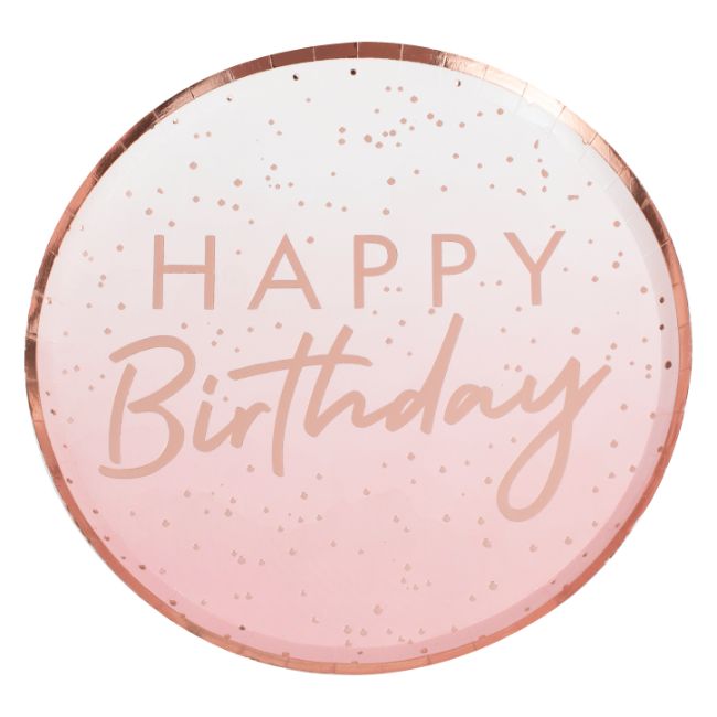 Rose Gold Ombre Happy Birthday Plates