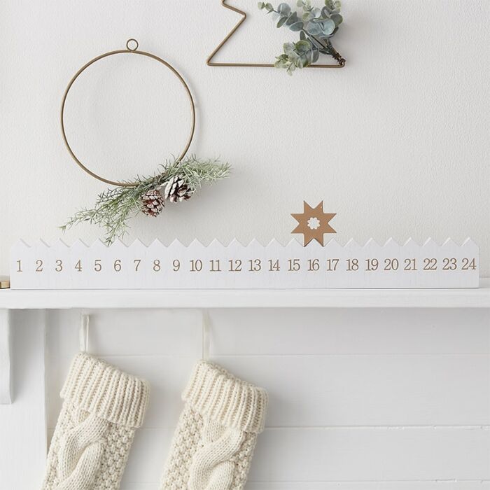 Gold Sparkle Wooden Star Advent