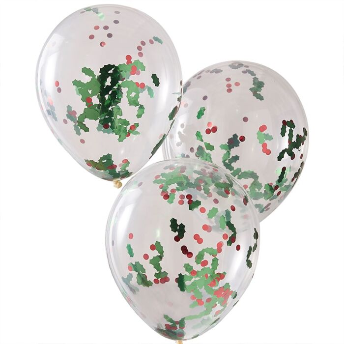 Holly Confetti Balloons