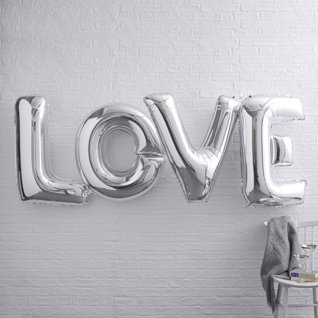 Giant Silver Love Balloons