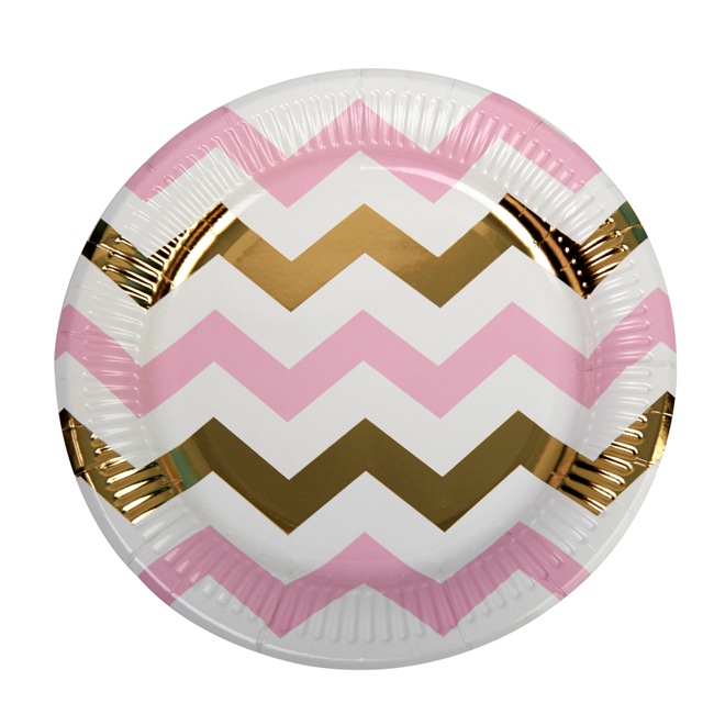 Party Plate Pink Chevron