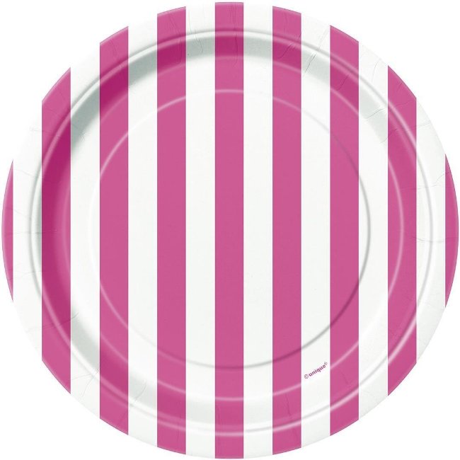 Hot Pink Striped Plates 7