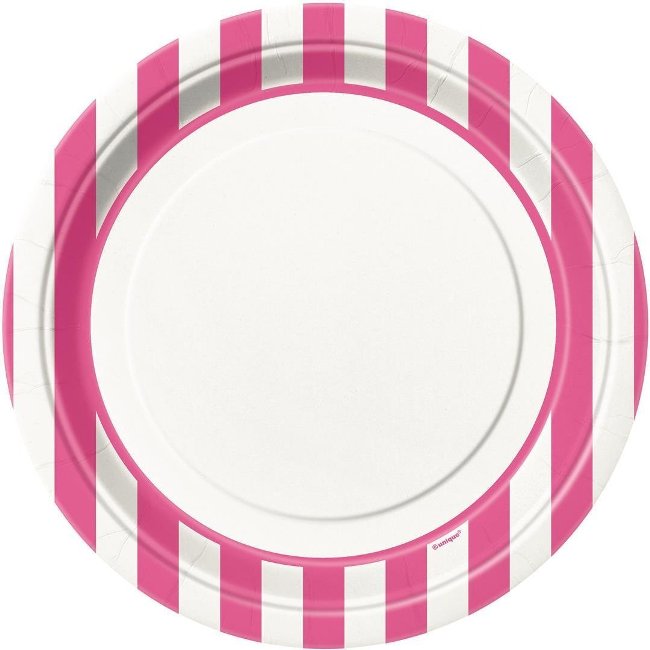Hot Pink Striped Plates 9