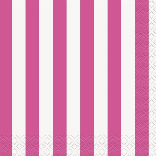 Hot Pink Striped Beverage Napkins