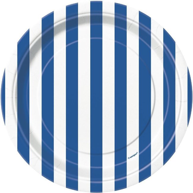 Royal Blue Striped Plates 7