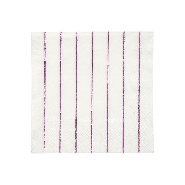 Metallic Pink Striped Small Napkins