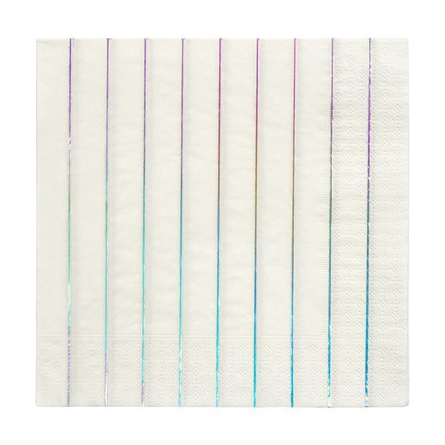 Silver Holographic Striped Large Napkins
