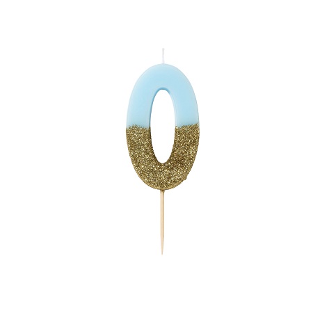 Blue - Glitter Number Candle 0