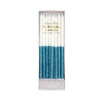 Blue Glitter Dipped Candles