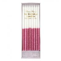 Dark Pink Glitter Dipped Candles