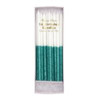 Green Glitter Dipped Candles