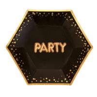 Glitz & Glamour Black & Gold Plate - Medium - Party