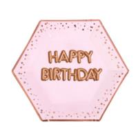 Glitz & Glamour Pink & Rose Gold Plate Large - Happy Birthday