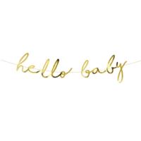 Little Star Hello Baby Gold Banner