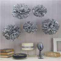 Vintage Lace Pom Poms Metallic Silver