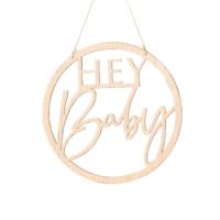 Hey Baby Wooden Hoop Wreath