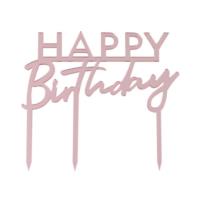 Pink Acrylic Happy Birthday Cake Topper