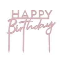 Pink Acrylic Happy Birthday Cake Topper