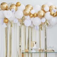 Gold Chrome Balloon And Fan Garland Backdrop