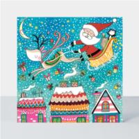 Jigsaw Cards - Santa over Roof Tops