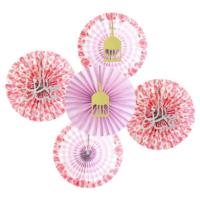 Pink Floral Hanging Fan Decorations