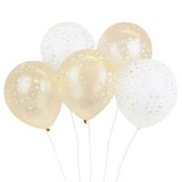 White And Gold Confetti Balloons