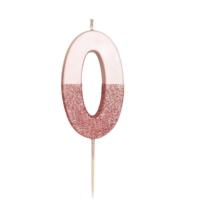 Rose Gold Glitter Number Candle 0