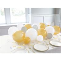 Silver/ White/Gold Balloon Garland Table Runner and Confetti