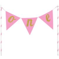 Age One Pink Glitter Cake Bunting