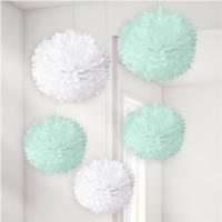 Baby Wishes White & Mint Pom Poms