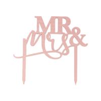 MR AND MRS ROSE GOLD ACRYLIC CAKE TOPPER