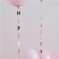 Rose Gold Happy Birthday Balloon Tails