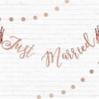 Just Married Rose Gold Glitter Bunting