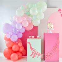 Pink, Lilac, Pastel Green and Confetti Balloon Arch